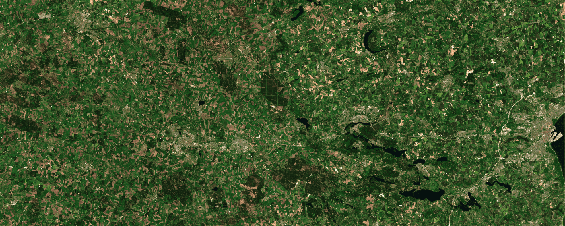 Satellite imagery over fields